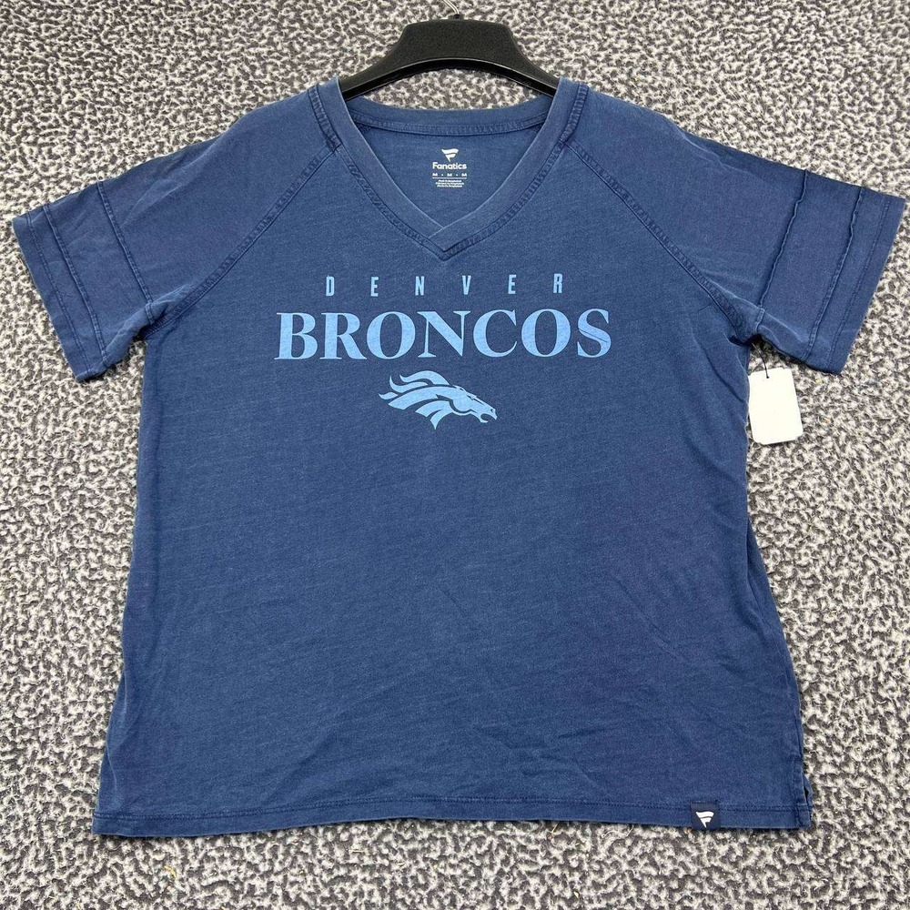 Denver Broncos NFL Shirt Women Medium Fanatics V-Neck Short Sleeve Cotton New M
